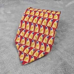 Ermenegildo Zegna Exclusive Design Silk Red Floral Geometric Italian Necktie